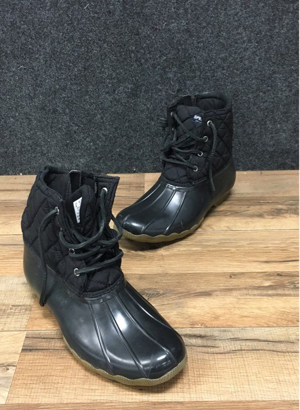 Sperry Saltwater Quilted Black Women's Duck Boots Size 5M