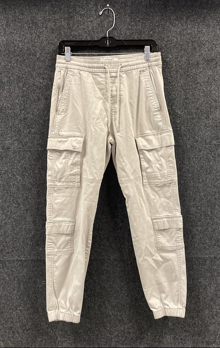 Hollister Men's Beige Cargo Jogger Pants Elastic Waist Cotton Stretch Sz S
