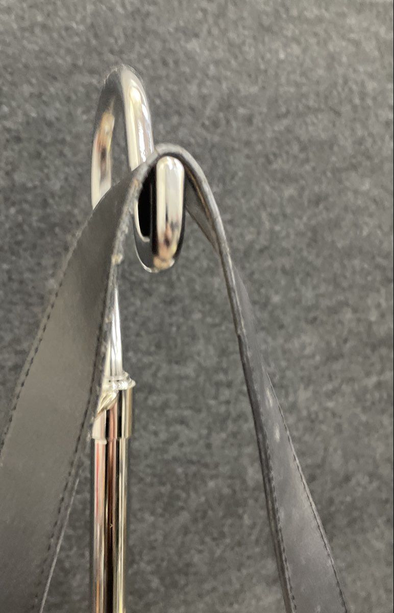 Sonoma Black Leather Shoulder Bag Hobo Contrast Stitching Silver Hardware