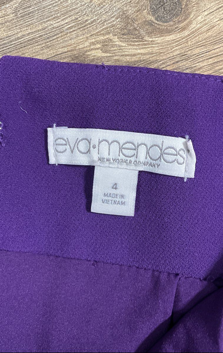 Eva Mendes NY&C Women's Purple Bow Front High Waist Midi Skirt Sz 4 NWT