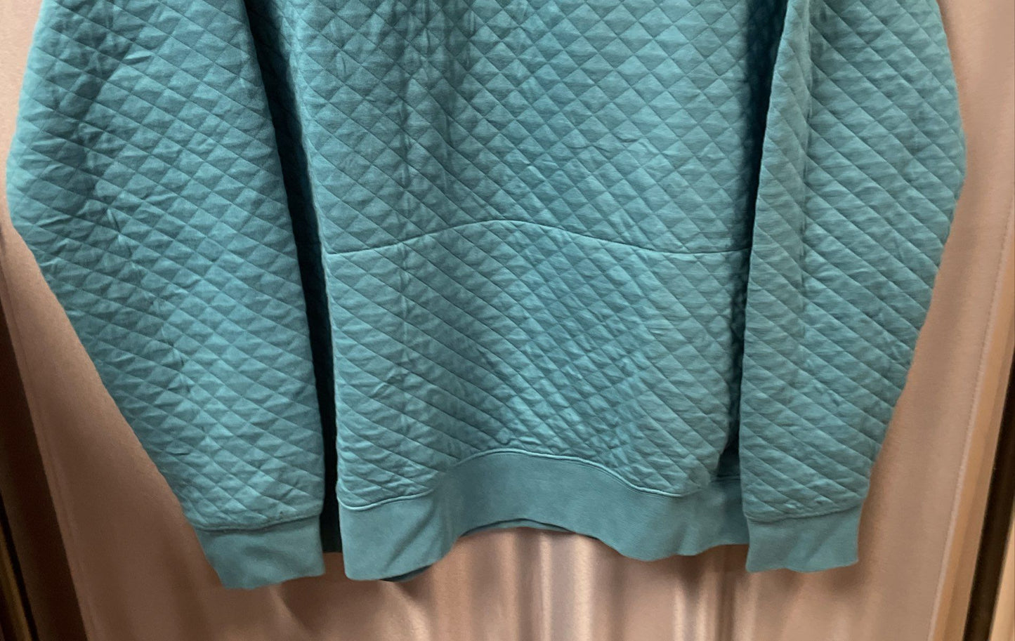 L.L.Bean Men's Teal Blue Quilted Quarter-Snap Pullover Sweatshirt Sz L