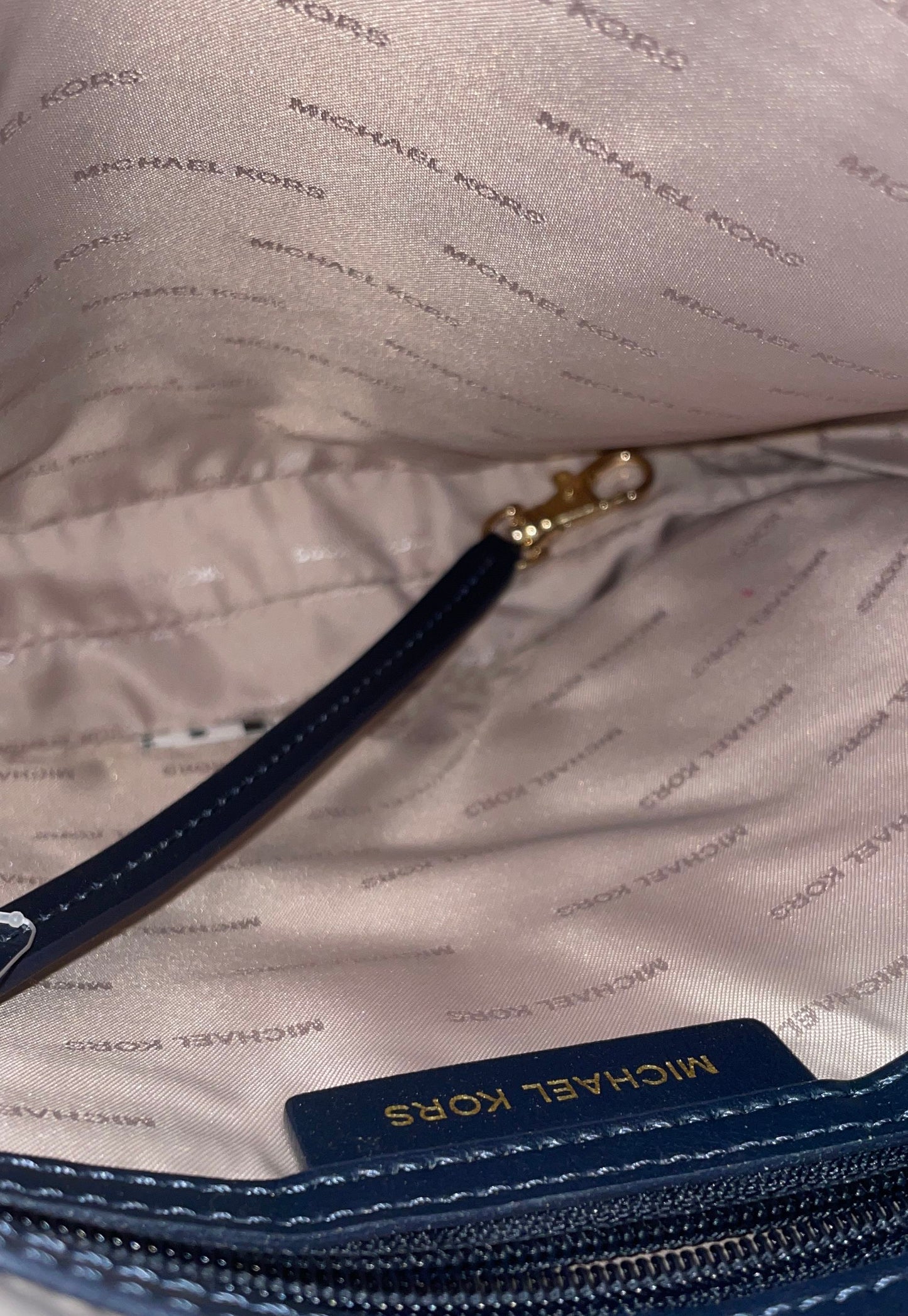Michael Kors Navy Blue Mercer Large Satchel Bag Pebbled Leather Gold Hardware