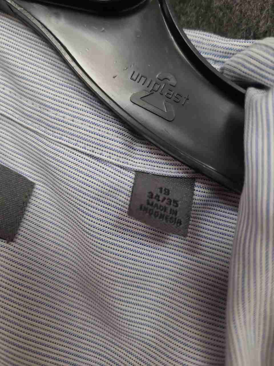 Calvin Klein Men's Slim Fit Infinite Non Iron Blue White Striped Shirt Sz 19