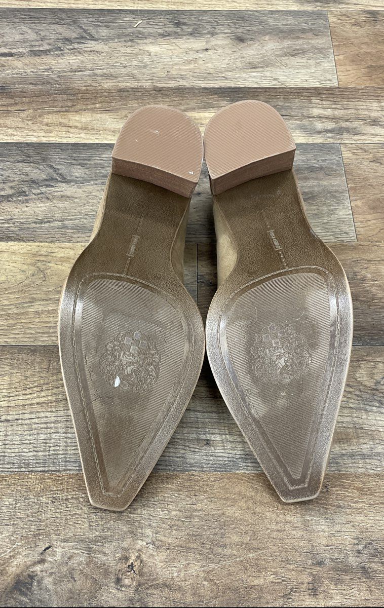 Vince Camuto Wevenly Tan Suede Pointed Toe Block Heel Booties Women's Size 8.5