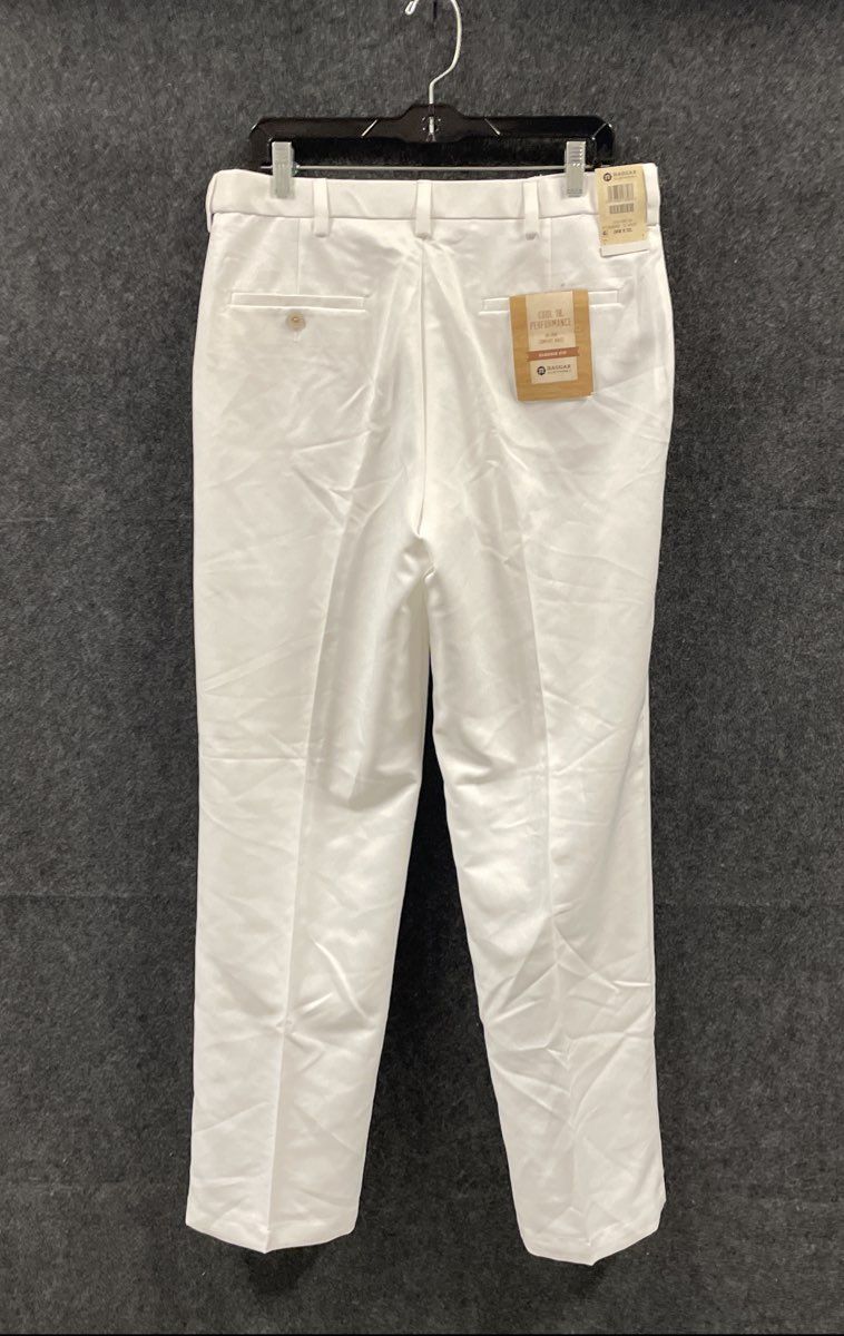 Haggar Men's White Cool 18 Performance Classic Fit Plain Front Pants NWT 34x32