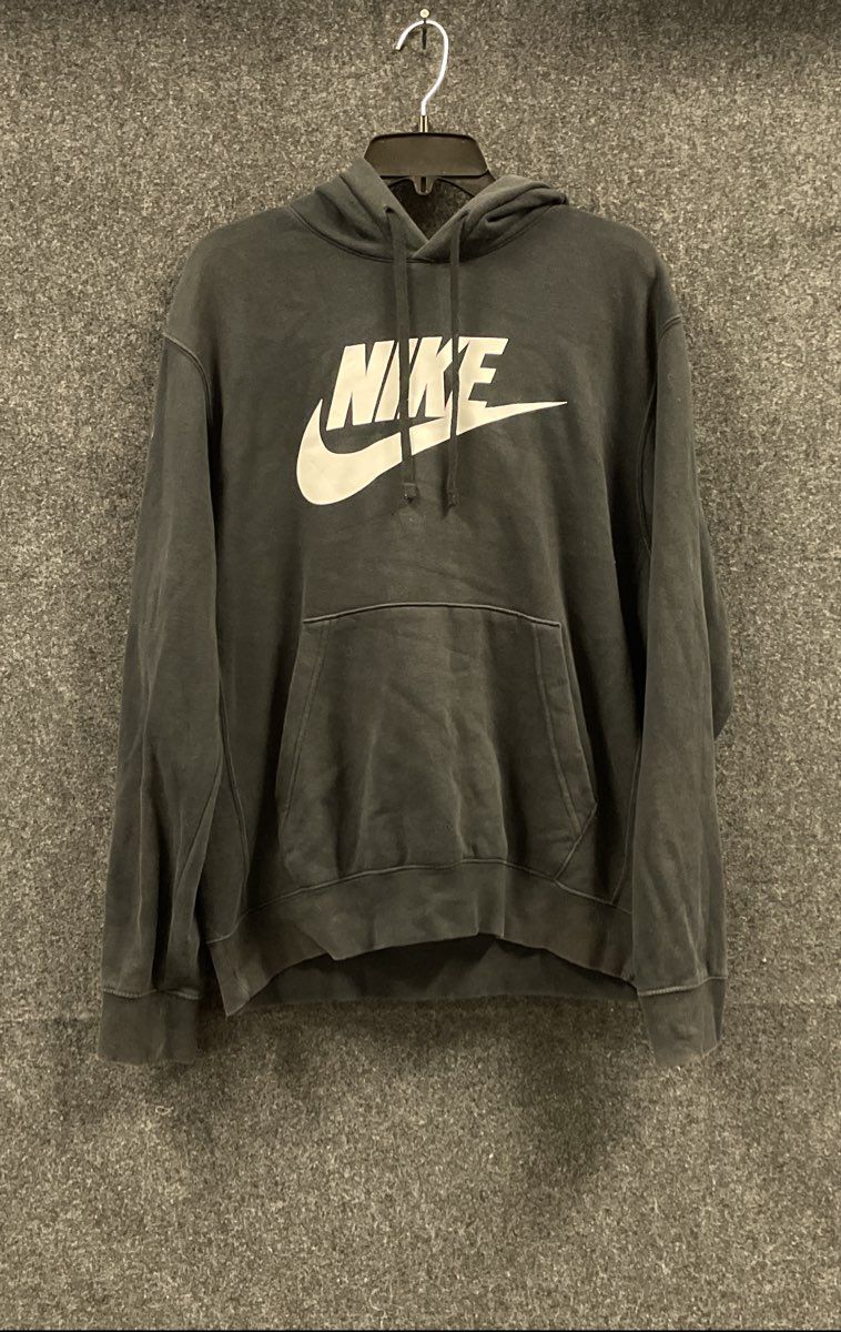 Nike Men's Black Pullover Hoodie Sportswear Swoosh Graphic Logo Fleece Sz M