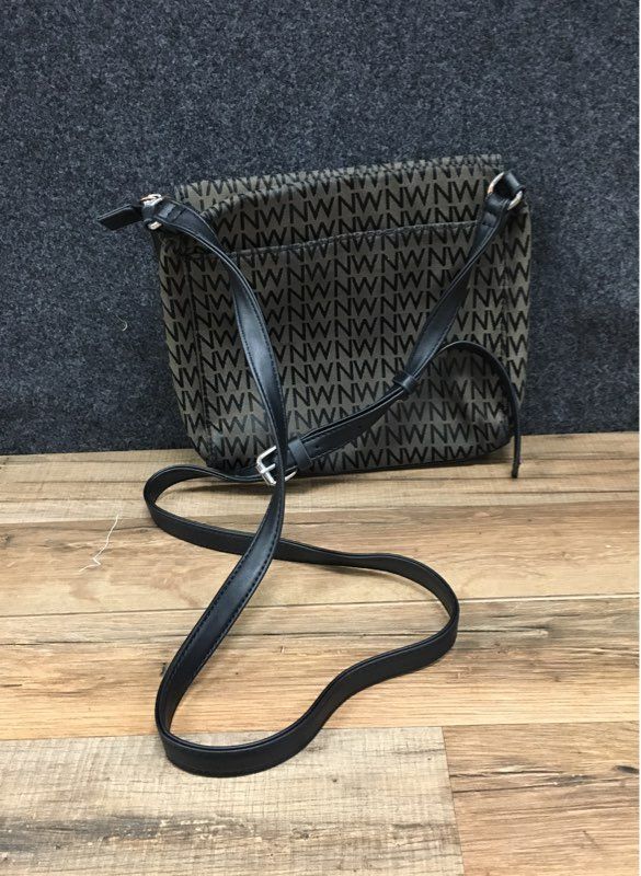 Vintage Y2K Nine West Brown Black NW Monogram Logo Crossbody Purse Bag
