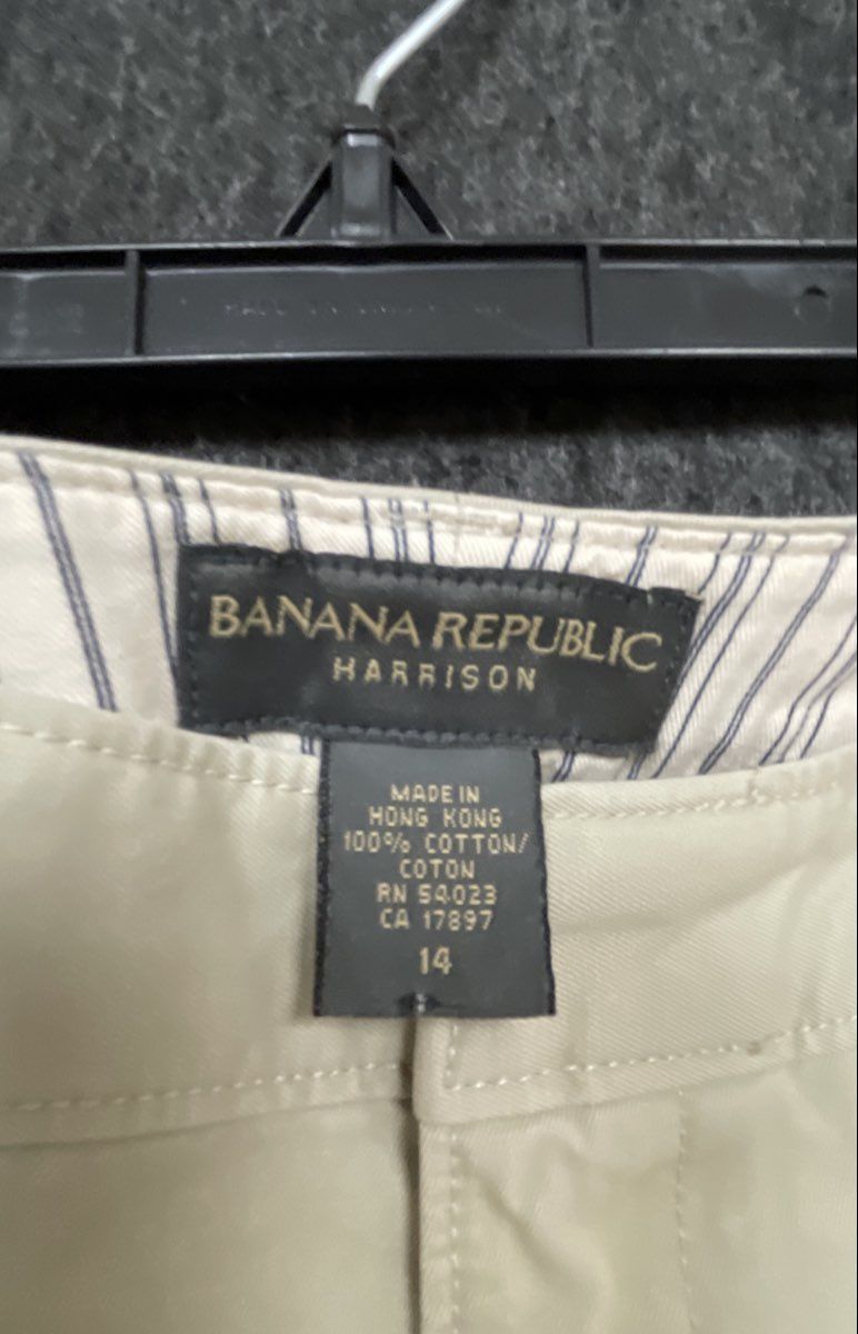 Banana Republic Women's Harrison Chino Pants Khaki 100% Cotton Trousers Sz 14
