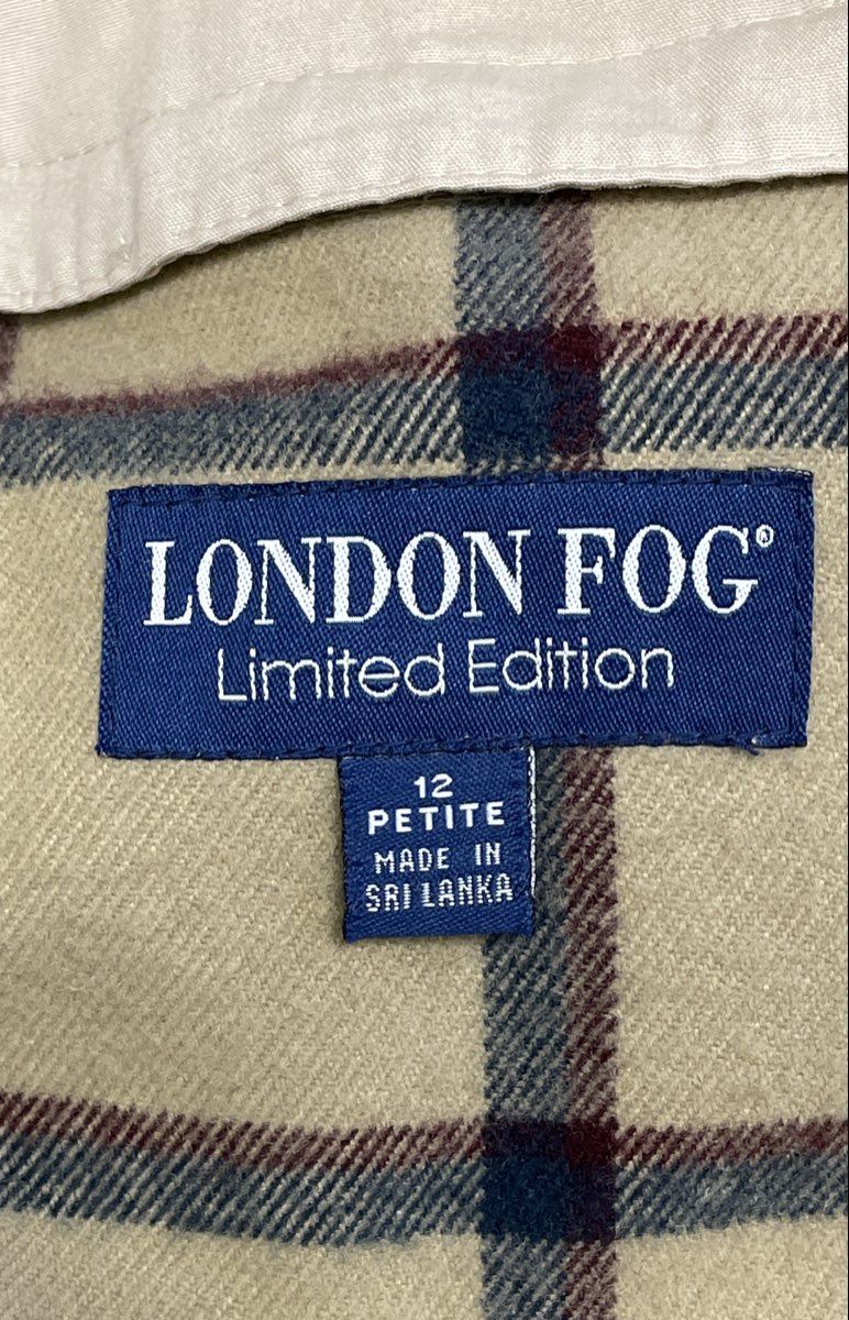London Fog Women's Beige Limited Edition Car Coat Plaid Removable Liner Sz 12P