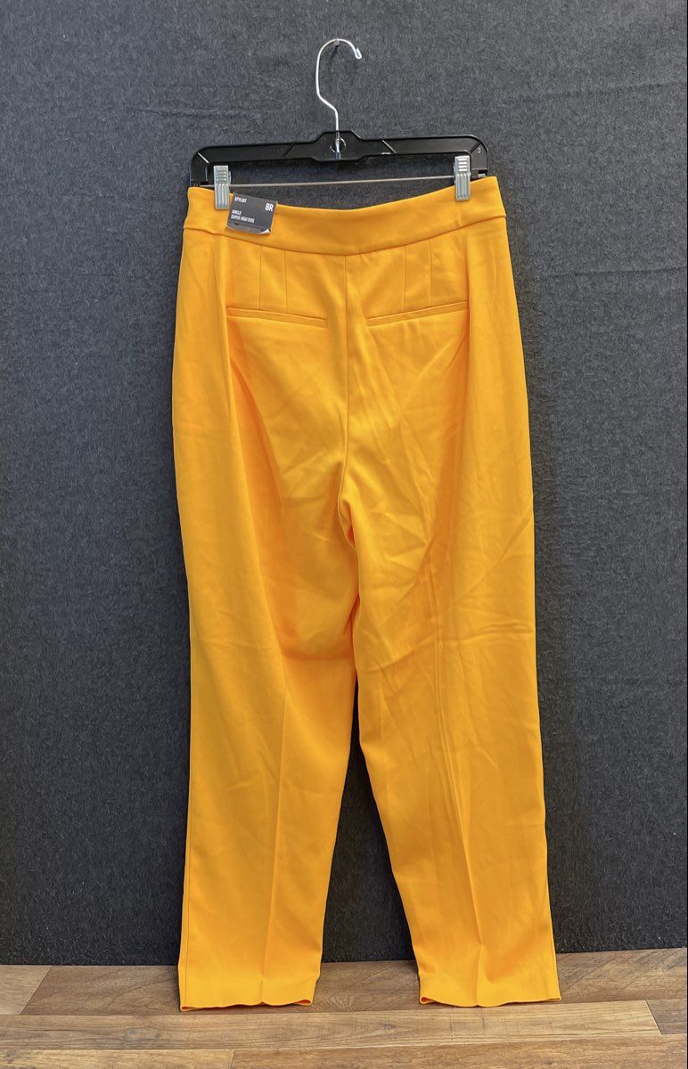 Express Women's Yellow Stylist Ankle Super High Rise Pleated Pants Sz 8R NWT