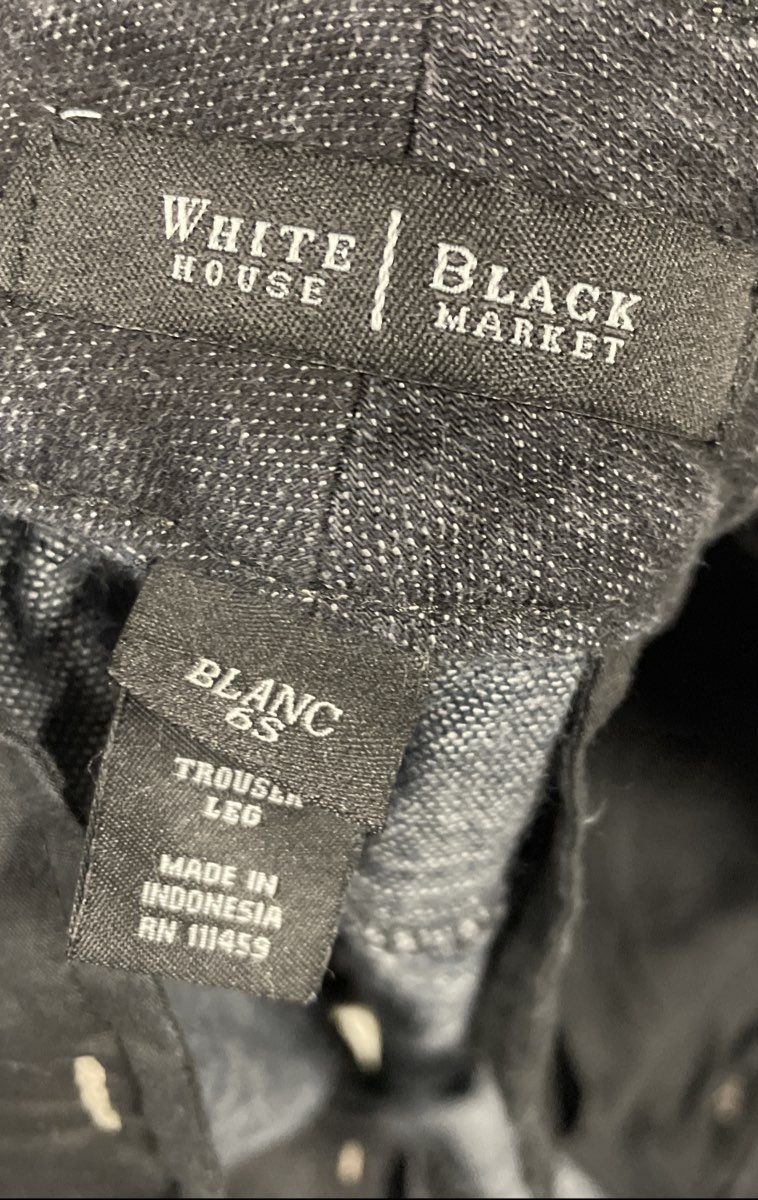 White House Black Market Women's Black Blanc Trouser Leg Jeans Flap Pocket Sz 6S