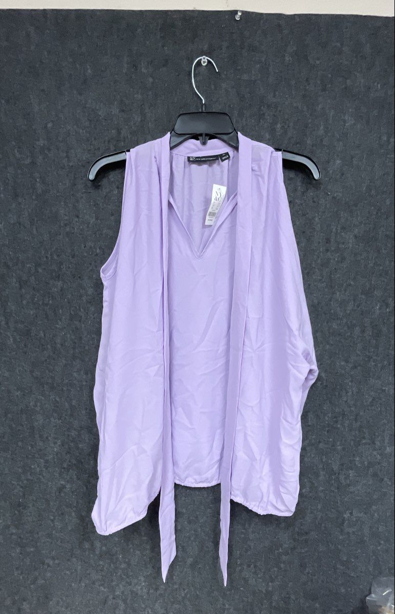 New York & Company Women's Lavender Cold Shoulder Tie Neck Blouse Sz XL NWT