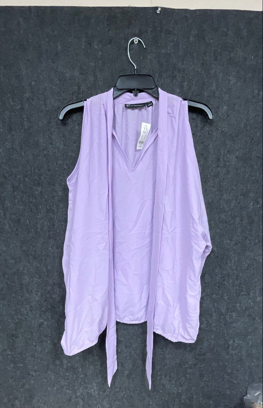 New York & Company Women's Lavender Cold Shoulder Tie Neck Blouse Sz XL NWT