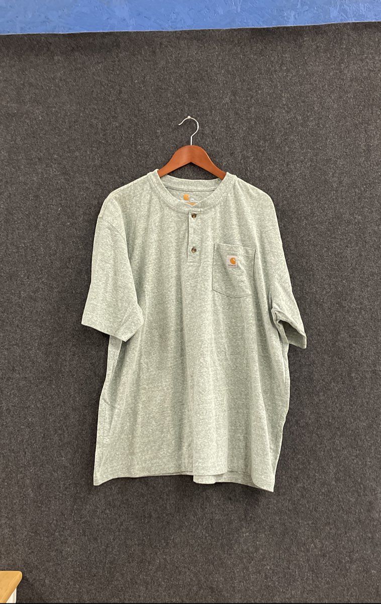 Carhartt Men's Heather Green Short Sleeve Henley Pocket Shirt Original Fit 2XL