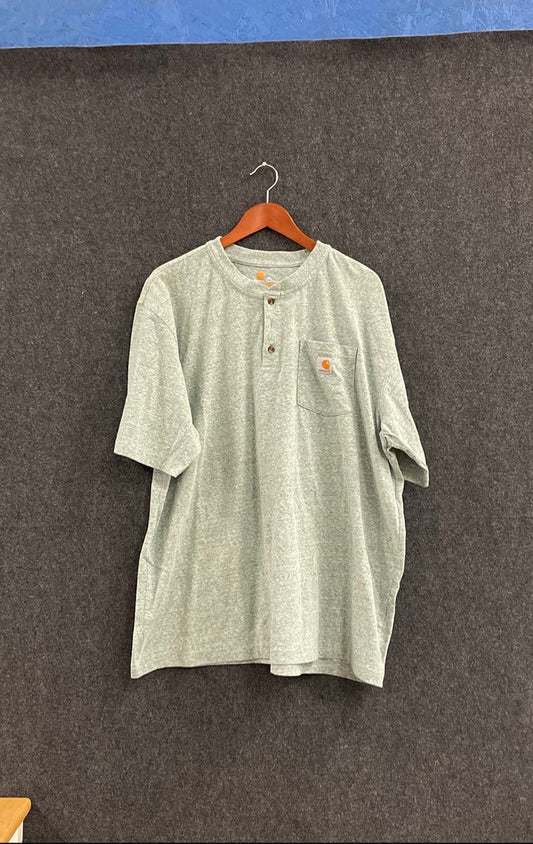 Carhartt Men's Heather Green Short Sleeve Henley Pocket Shirt Original Fit 2XL