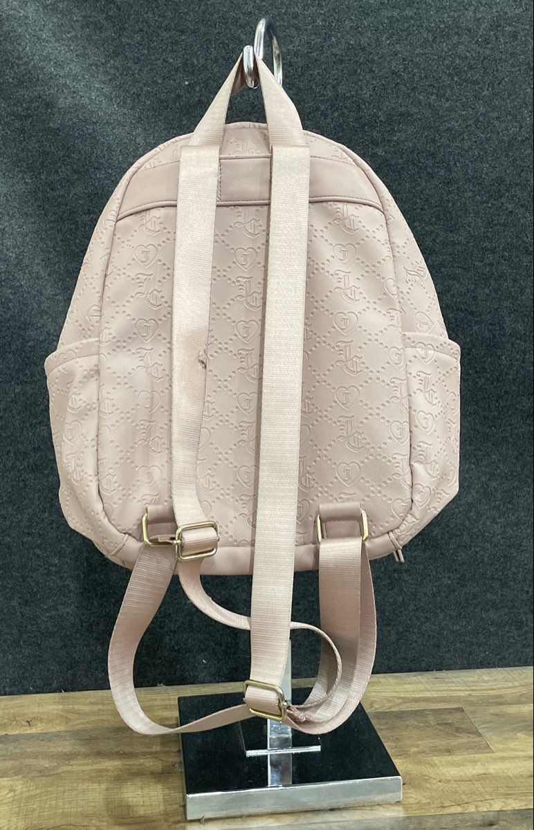 Juicy Couture Pink Monogram Heart Embossed Backpack Bag With Coin Pouch