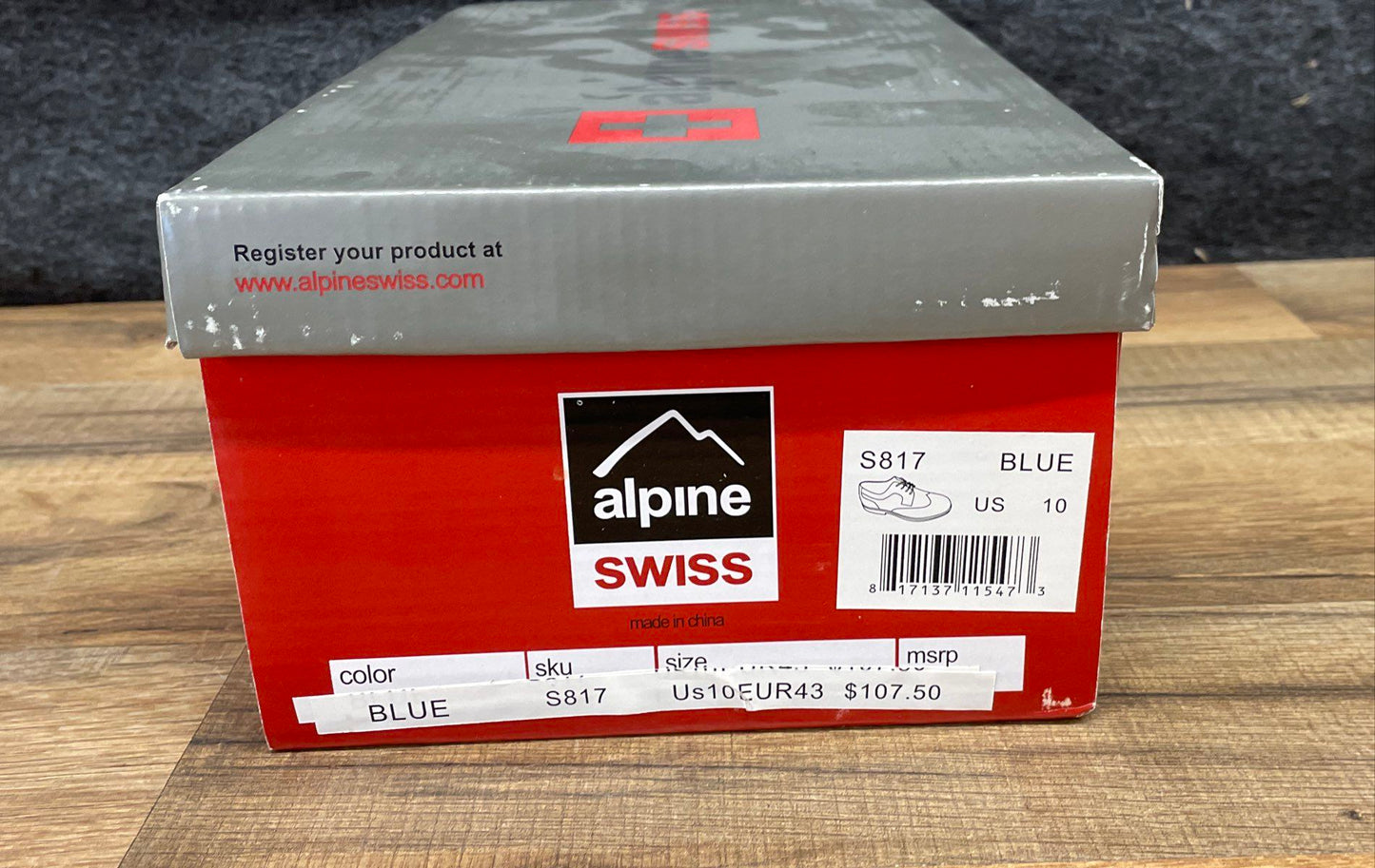 Alpineswiss S817 Suede Wingtip Brogue Derby Dress Shoes Blue Men's Size 10