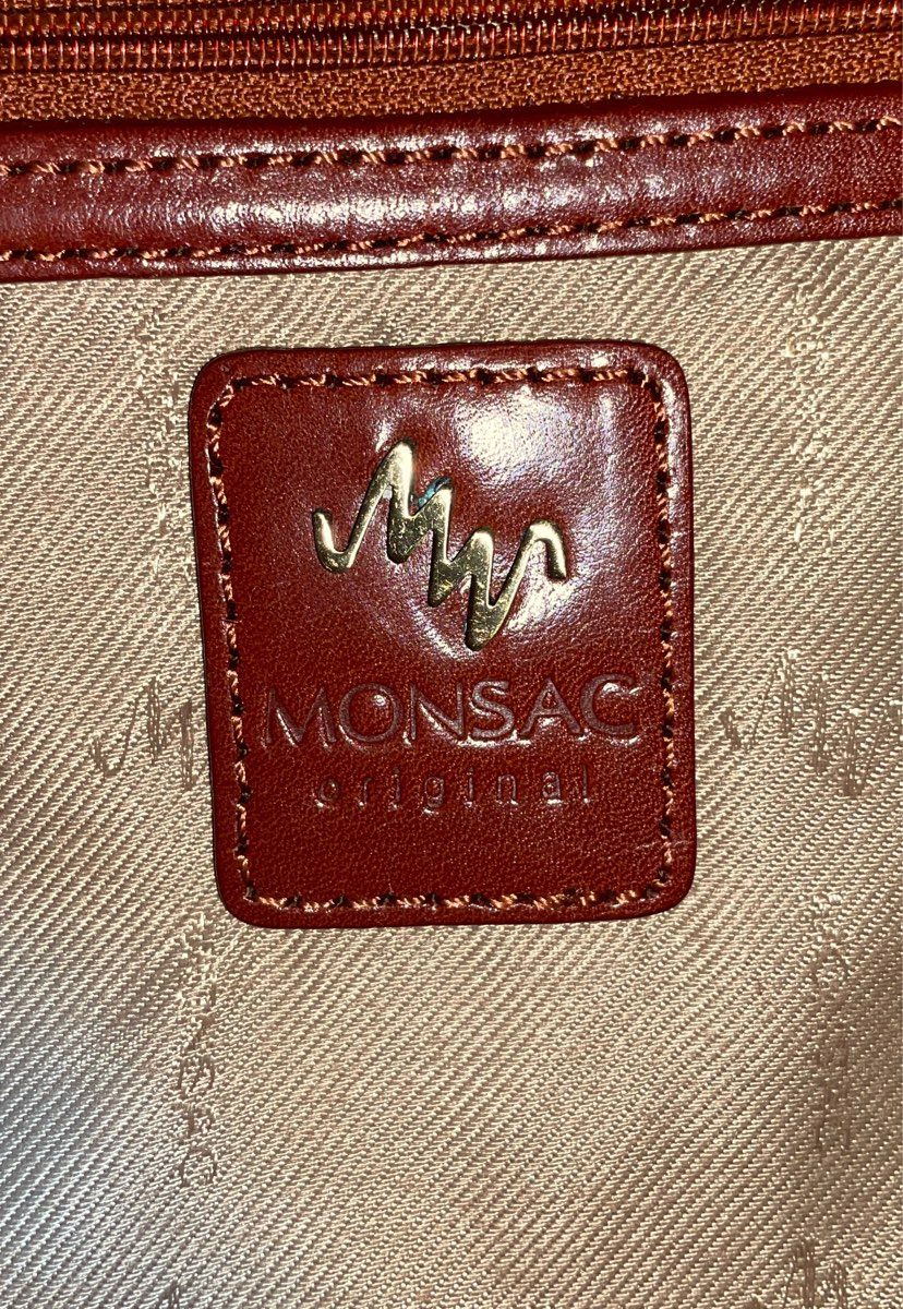 Vintage Monsac Brown Leather Large Tote Shoulder Bag