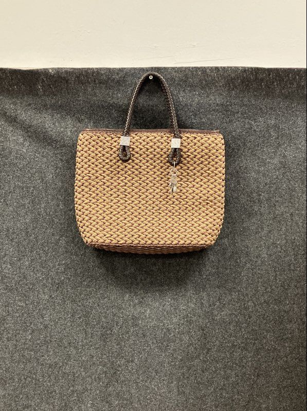 Vintage Brighton Rita Woven Straw Tote Bag Brown Braided Leather Handles