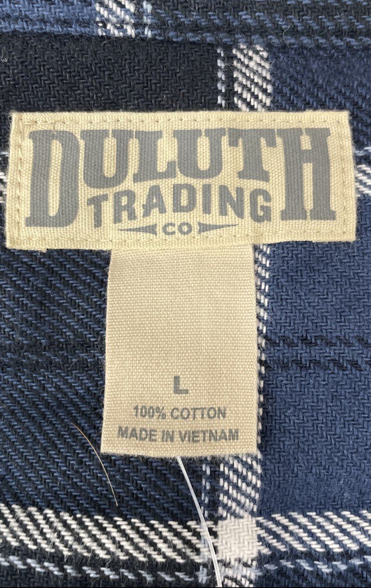 Duluth Trading Company Men's Blue Plaid Burlyweight Flannel Shirt NWT Size L