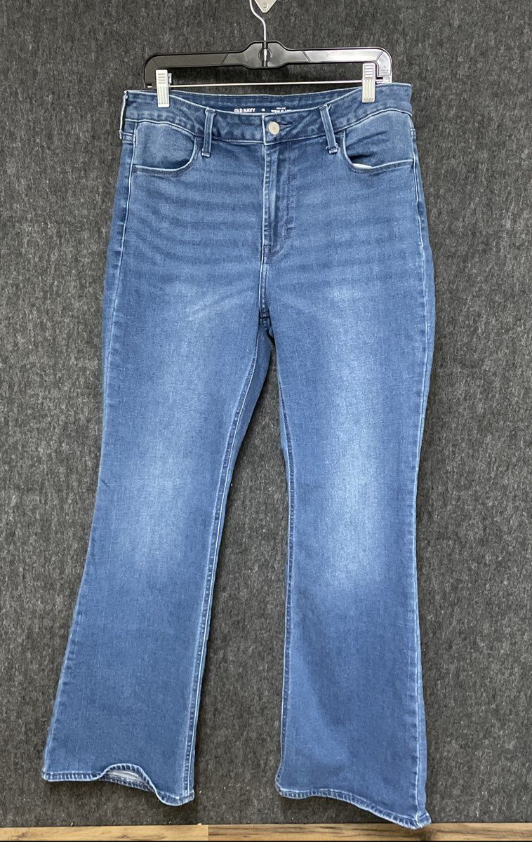 Old Navy Women's Blue High-Rise WOW Flare Jeans Medium Wash Sz 12
