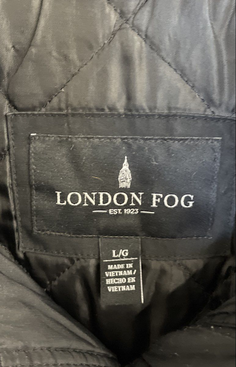 London Fog Women's Black Quilted Anorak Hooded Jacket Sz L