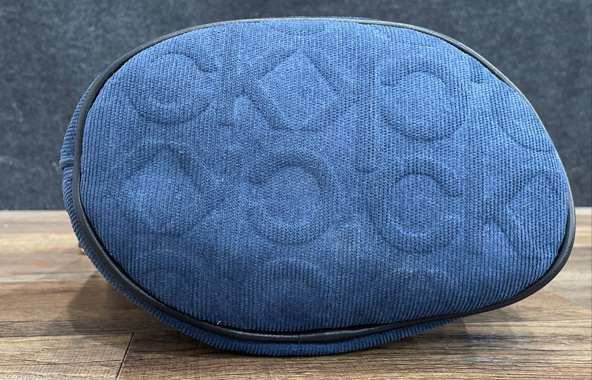 Calvin Klein Blue Monogram Fabric Satchel Crossbody Bag CK Logo Gold Hardware