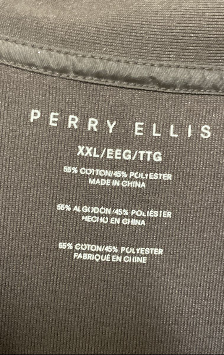 Perry Ellis Men's Brown V-Neck Polo Shirt Cotton Blend Sz XXL