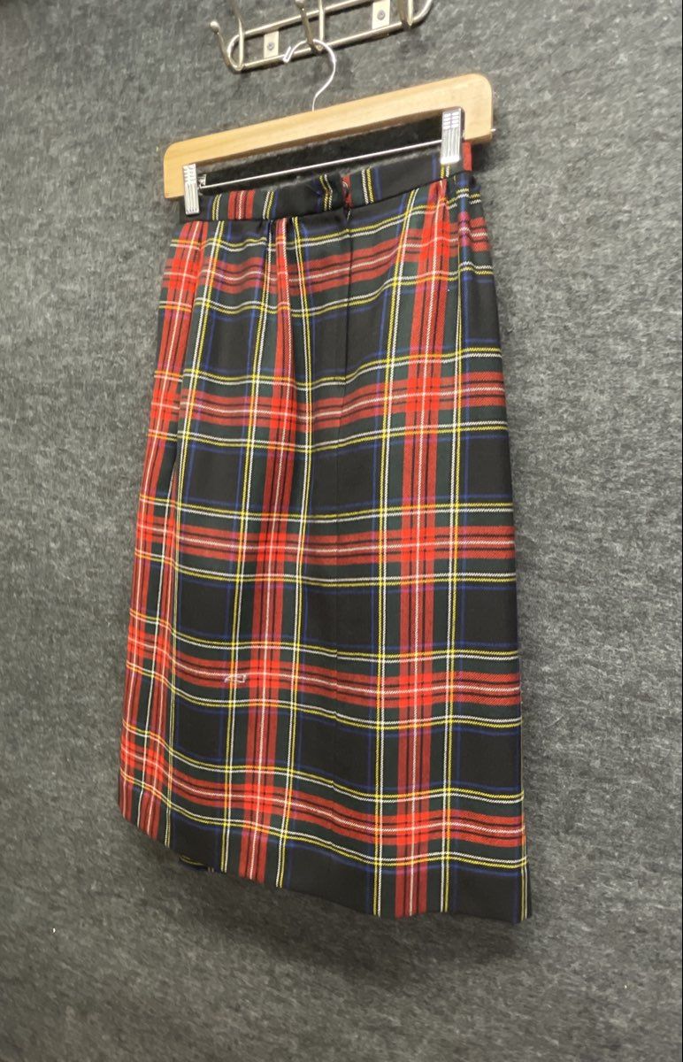 Vintage 90s Lands' End Women's Red Plaid Wool Pleated A-Line Skirt Sz 6P