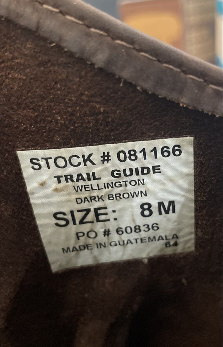 Trail Guide Wellington Dark Brown Leather Pull-On Work Boots Size 8M