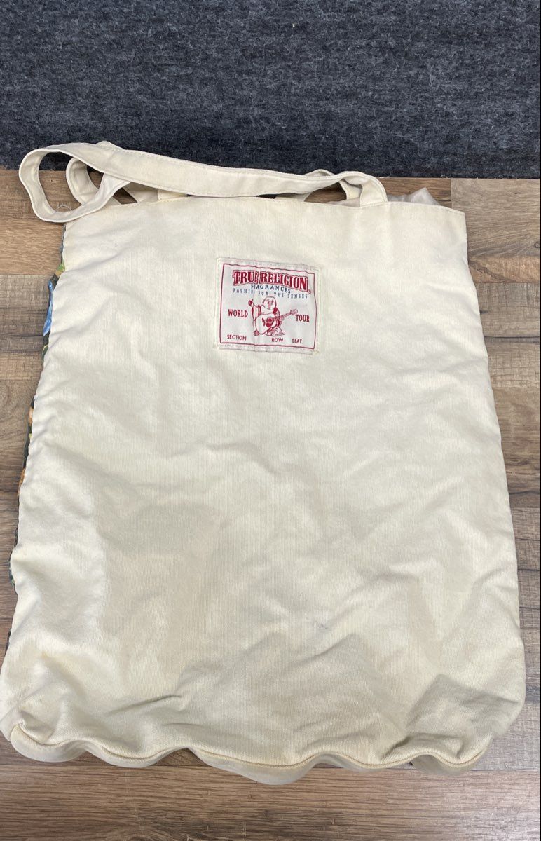 True Religion Canvas Tote Bag World Tour Fragrances Graphic Print Buddha Cream