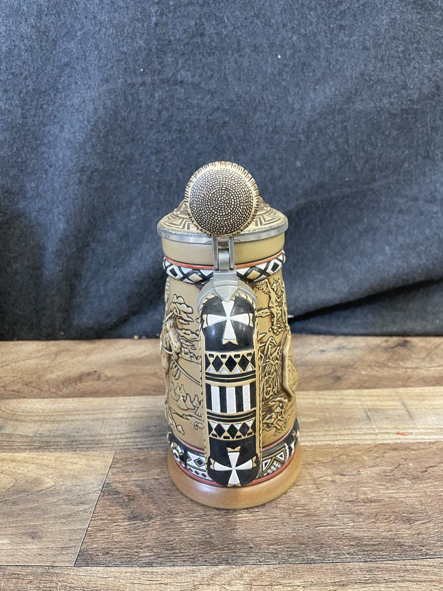 1988 Avon Indians of the American Frontier Stein Ceramarte Brazil Vintage Lidded