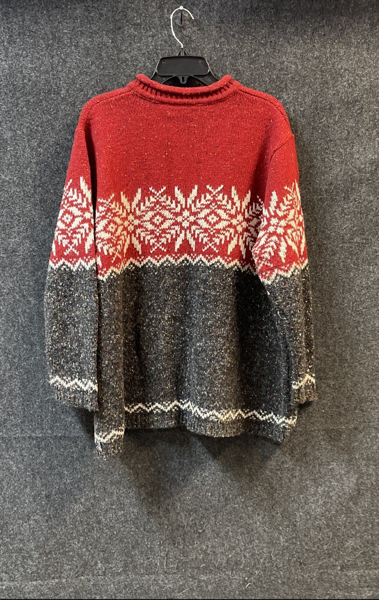 Croft & Barrow Women's Red Gray Fair Isle Snowflake Donegal Sweater 2X