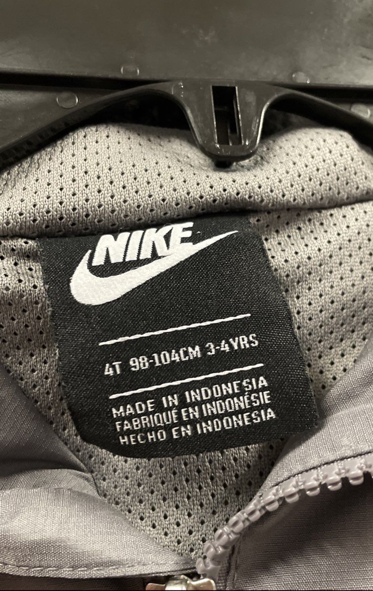 Nike Toddler Full Zip Hooded Windbreaker Jacket Grey Mesh Lined Sz 4T