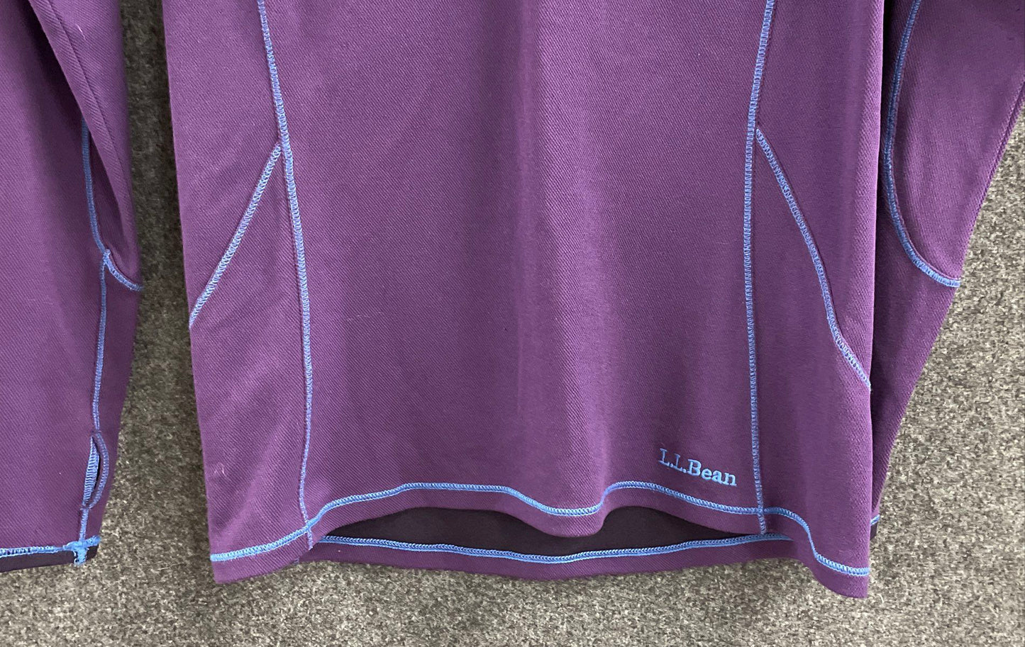 L.L. Bean Women's Purple Midweight Base Layer 1/4 Zip Pullover Thumbholes Sz S