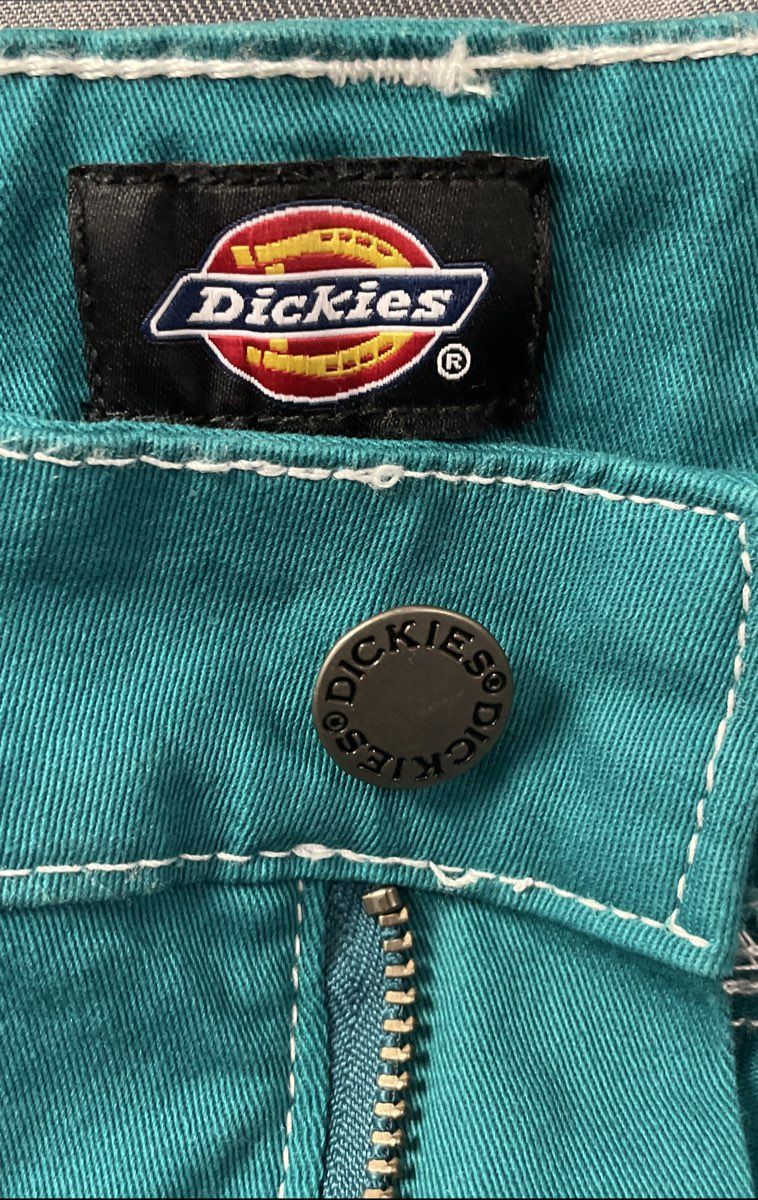 Dickies Women's Teal Belted Carpenter Pants Contrast Stitch Size 29R NWT