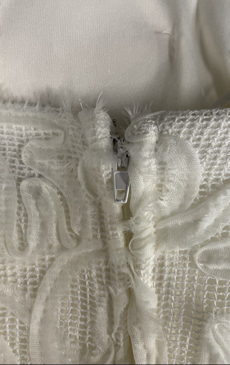 Seni & Cade Women's Ivory Ruffle V-Neck Textured Tiered Mini Dress Sz S NWT
