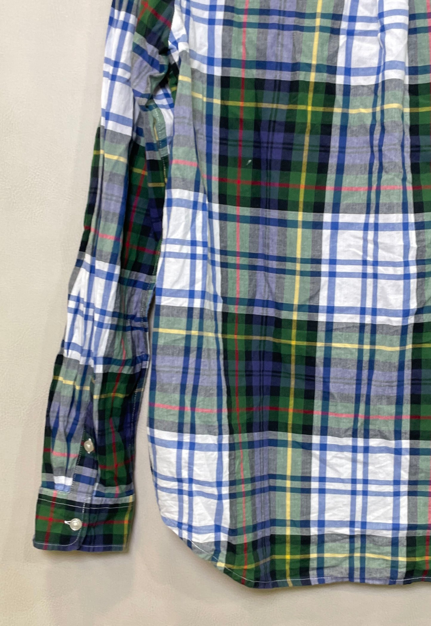 Ralph Lauren Boys Green Blue Plaid LS Button Down Shirt Pony Logo Sz XL 18-20