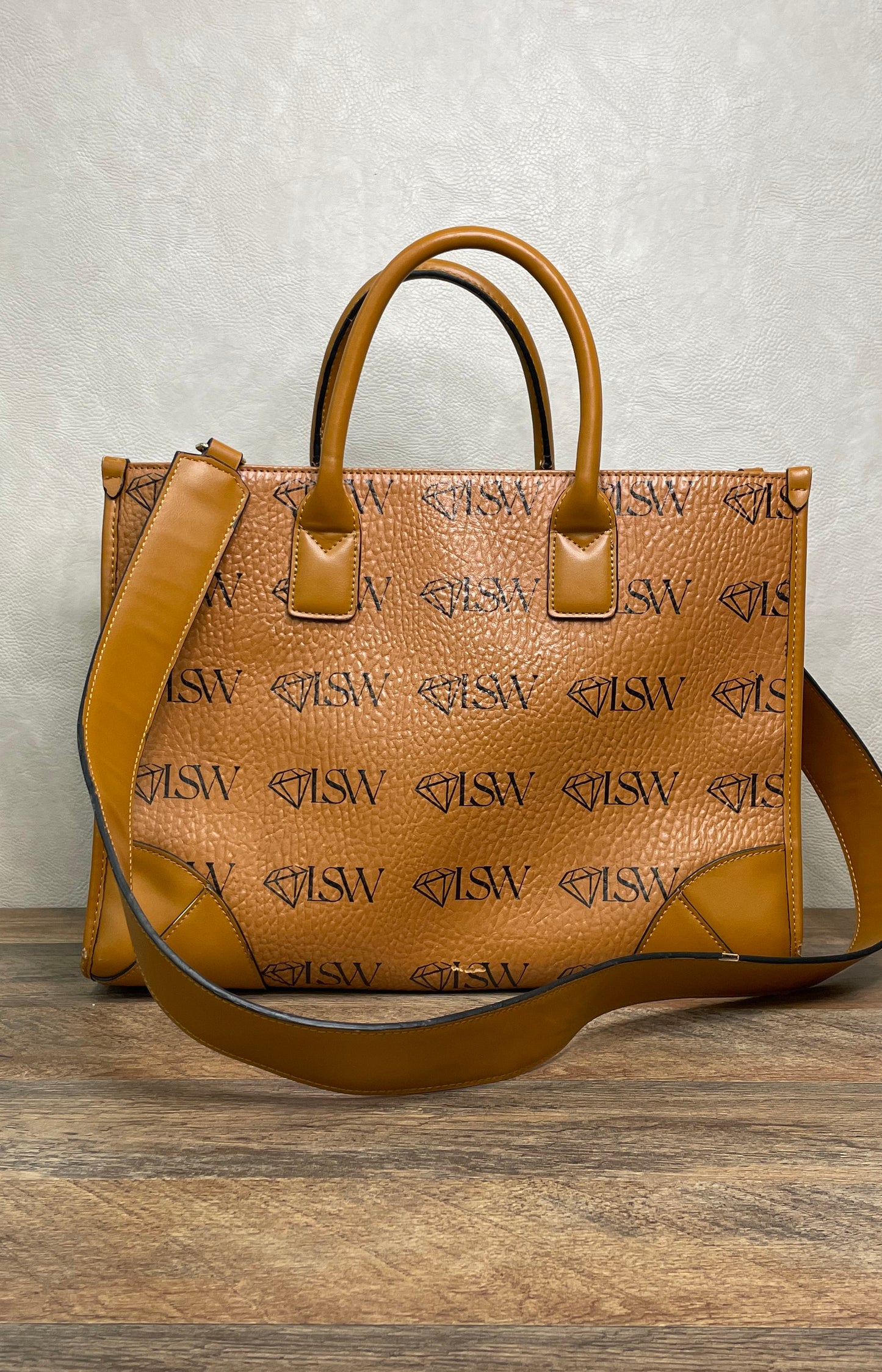 MSIW Munchen Monogram Tote Bag Tan Large Shoulder Bag