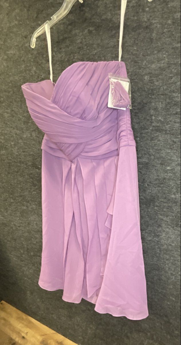 David's Bridal Women's Purple Chiffon Strapless Crisscross Bodice Dress Sz 12