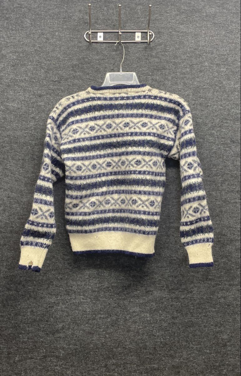 Vintage 90s John Ashford Boys Blue Fair Isle Nordic Wool Shetland Sweater Sz L