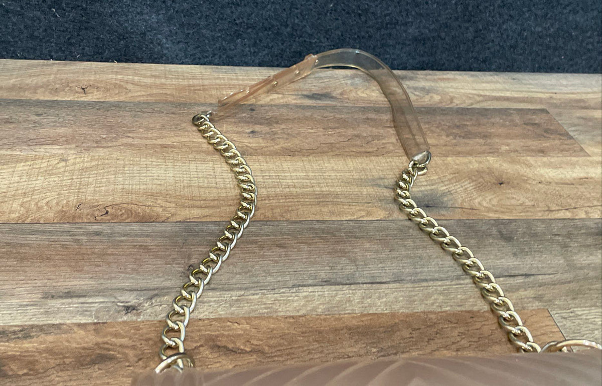 Transparent Blush Jelly Crossbody Bag Chevron Molded Gold Chain Shoulder Purse