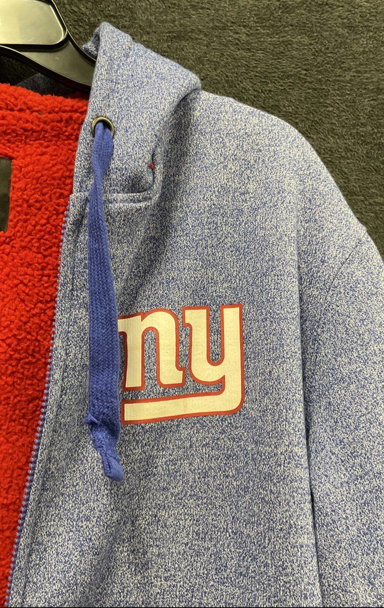 NFL Pro Line Men's New York Giants Full Zip Hoodie Sherpa Lined Blue Marl Sz S