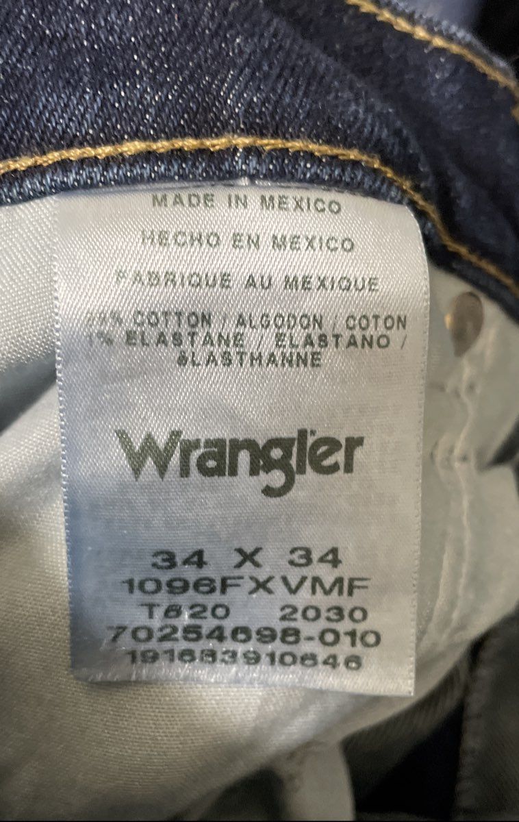 Wrangler Men's Premium Quality Jeans Dark Wash Stretch Straight Leg Sz 34x34