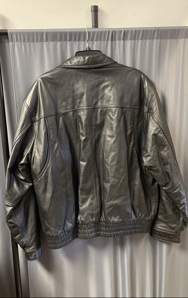 Roundtree & Yorke Men's Black Vintage 90s Bomber Leather Jacket Sz L