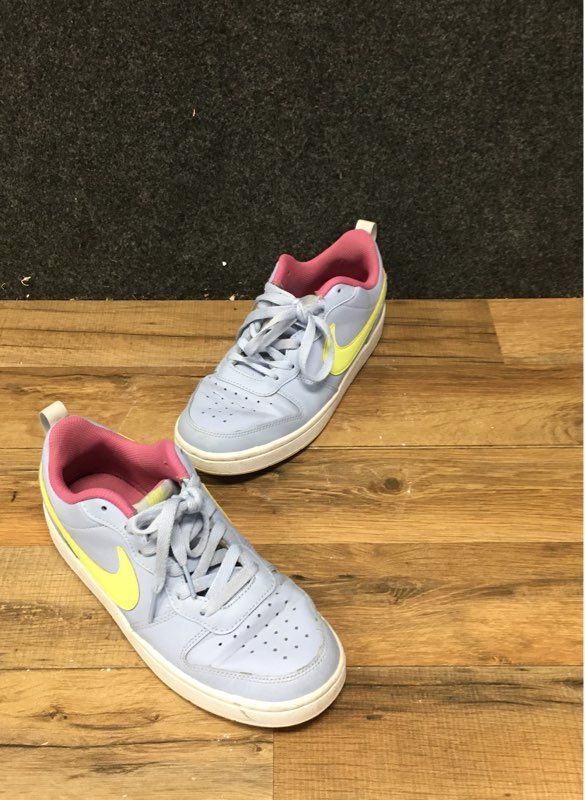 Nike Court Borough Low 2 GS Light Blue Volt Pink Sneakers Size 5.5Y