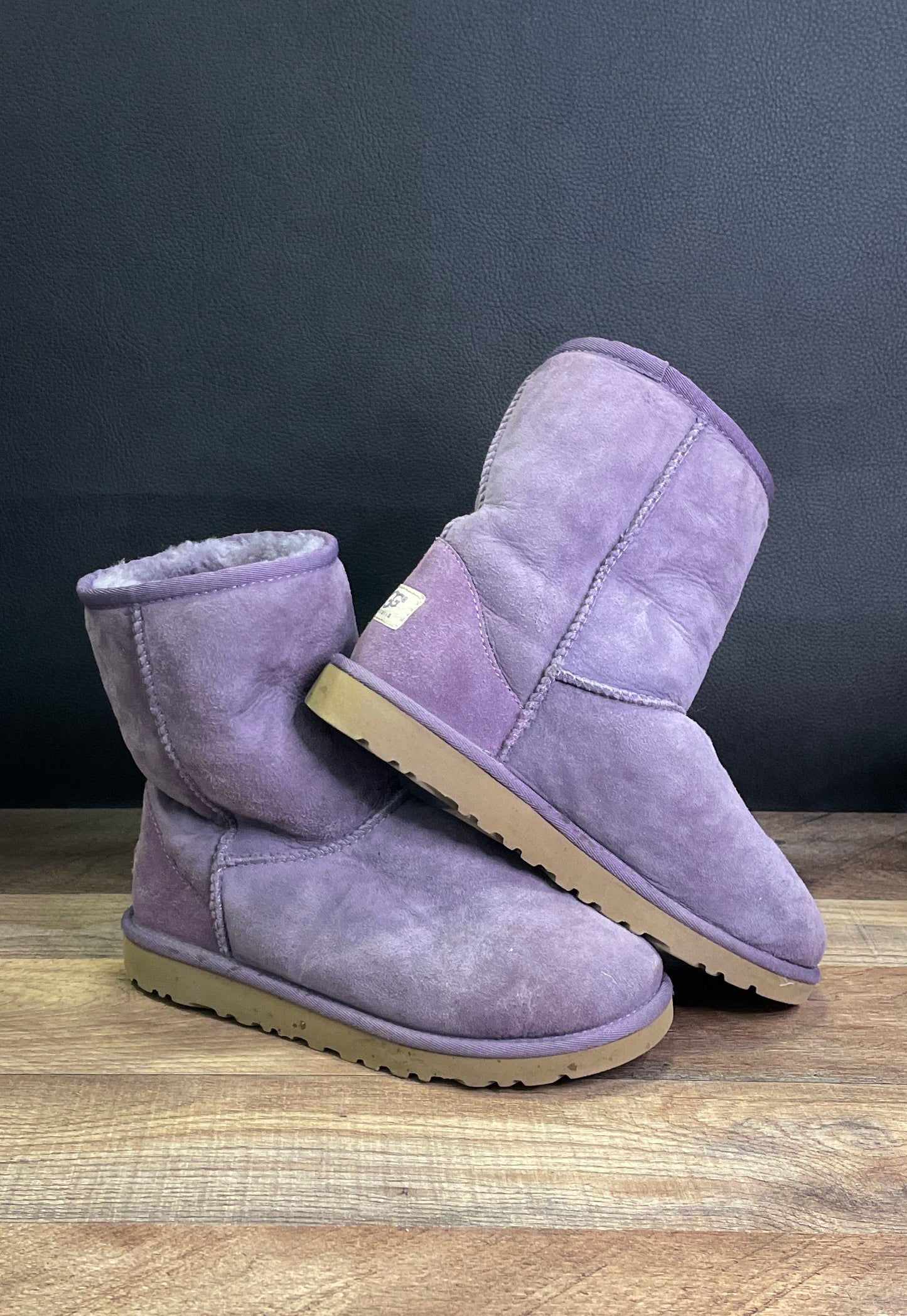 UGG Australia Classic Short Purple Suede Sheepskin Boots Girls Size 4