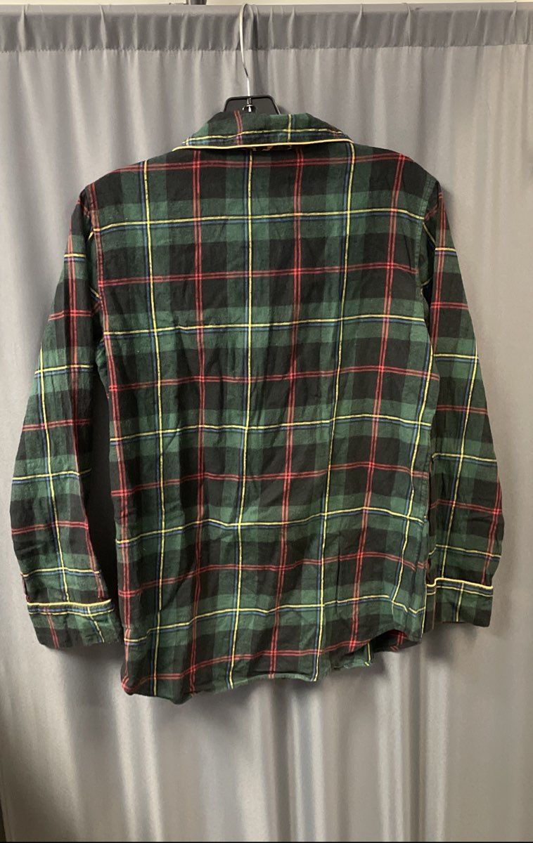 Lauren Ralph Lauren Women's Green Plaid Cotton Pajama Set Crest Sz S