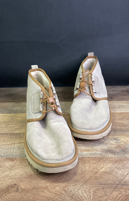 UGG Neumel Snapback Goat Grey Suede Sheepskin Lined Chukka Boots Men's Size 12