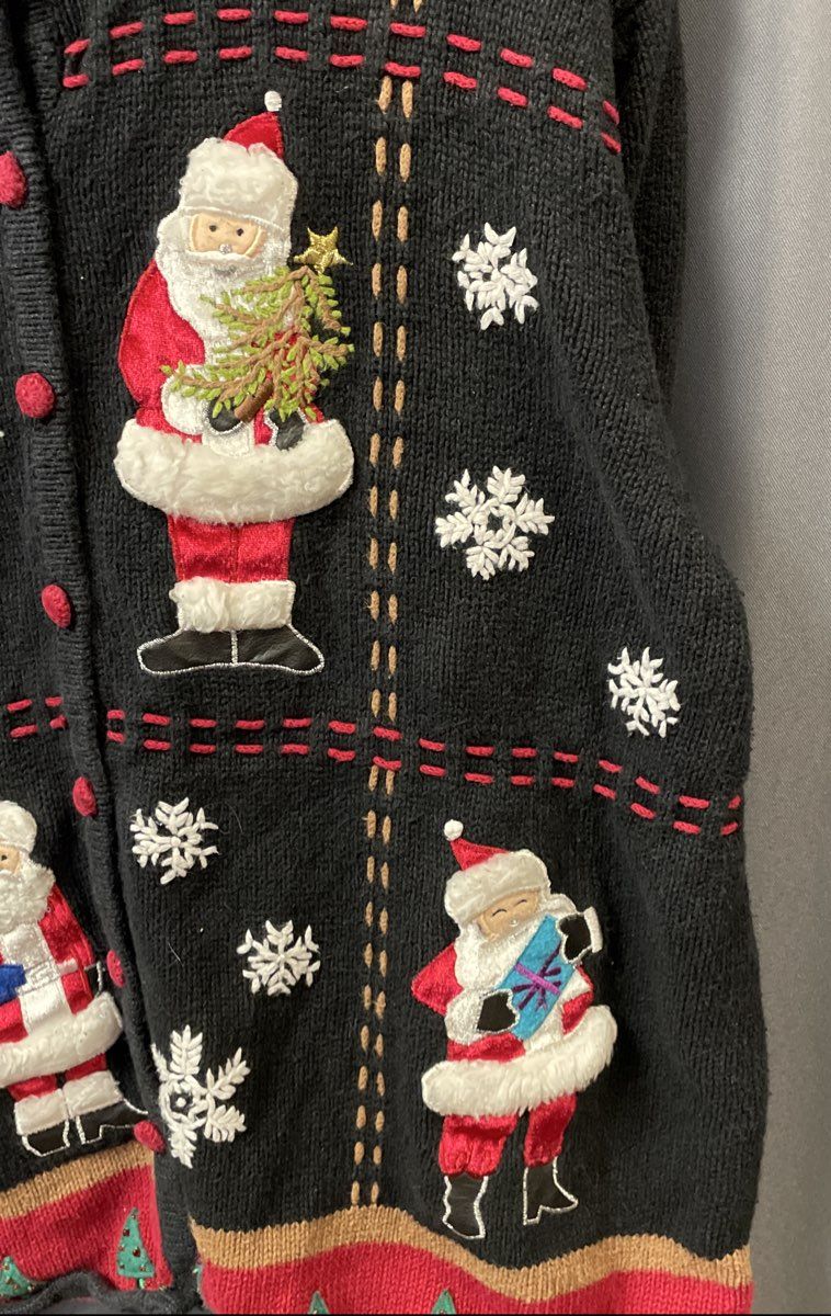 Vintage 90s Designers Originals Studio Joy Women's Christmas Santa Cardigan L